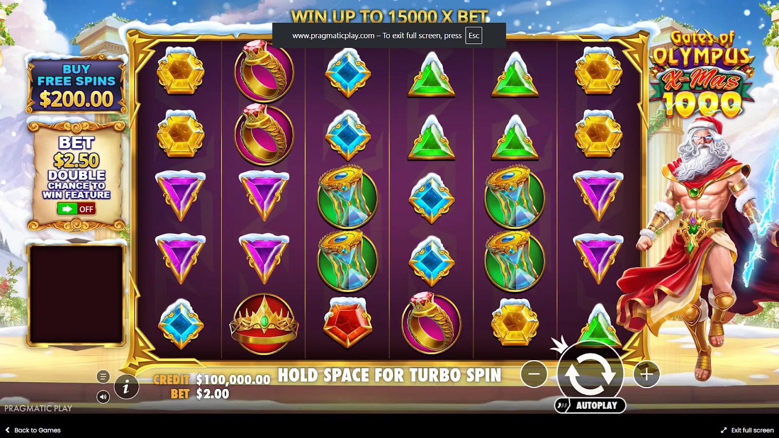 نسخة احتفالية Gates of Olympus Xmas 1000