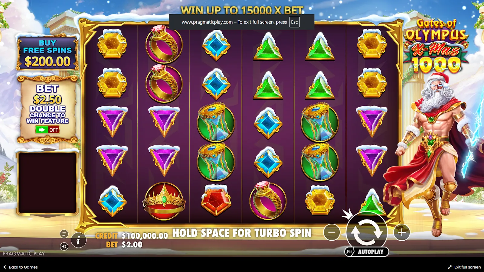 نسخة احتفالية Gates of Olympus Xmas 1000