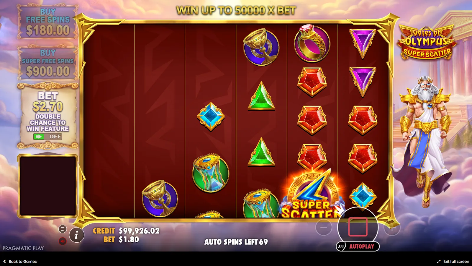 رموز Gates of Olympus Super Scatter الخاصة